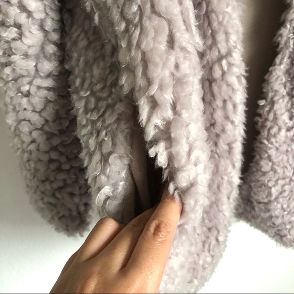 NWT Anthropologie Bishop + Young Gray Rosella Faux Sherpa Teddy Coat Size Medium - Picture 5 of 10